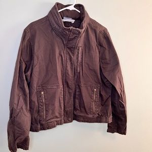 Athleta Twill Bomber Jacket XL Brown